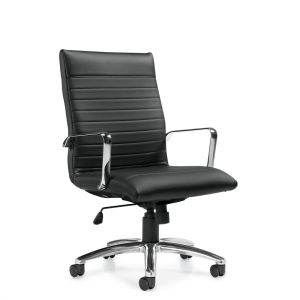Offices to Go Black High Back Luxhide Tilter Conference Chair with Single Position Tilt Lock