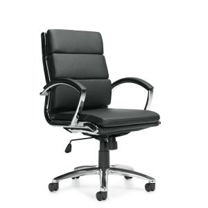 Offices to Go Black Luxhide Segmented Cushion Tilter Conference Chair