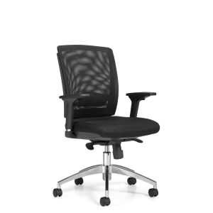 Offices to Go Black Mest Back Synchro-Tilter Task Chair with Fabric Seat