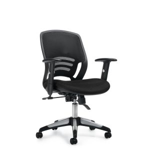 Offices to Go Black Mid Back Mesh Back Synchro-Tilter Task Chair with Infinite Position Tilt Lock