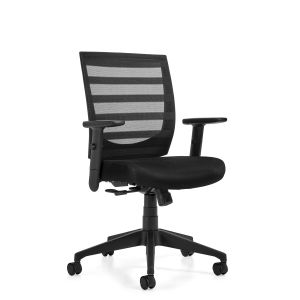 Offices to Go Black Mid Back Mesh Back Tilter Task Chair with Single Position Tilt Lock