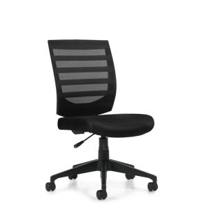 Offices to Go Black Mesh Back Armless Task Chair with Single Position Tilt Lock