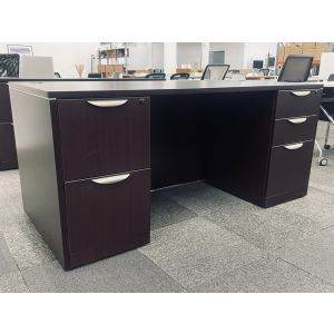 Office Source Straight Desk w/ Double Pedestal - Espresso
