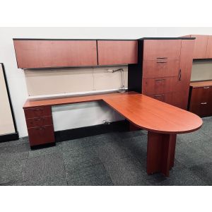 Steelcase Cherry L Shape Desk - Left