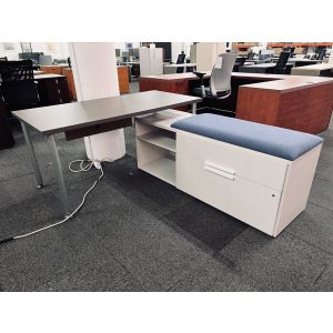 Grey Laminate Desk w/ Credenza - Right Side