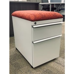 Knoll Mobile Box/File Pedestal w/ Cushion Top (Silver/Red)