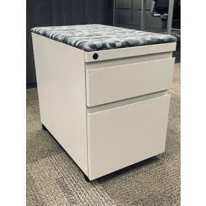 Knoll Mobile Box/File Pedestal w/ Cushion Top (Beige/Blue)
