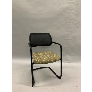 Steelcase Qivi Sled-Base Side Chair (Black Mesh/Tan Rectangles)