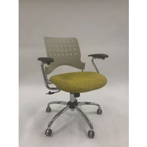 Safco Reve Square Back Conference Chair (Grey/Yellow Grid)
