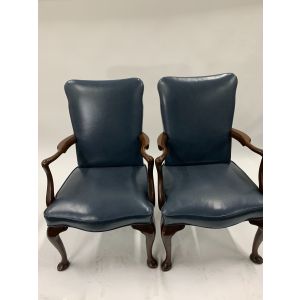 Pair of  High-Back Armchairs (Slate Leatherette)