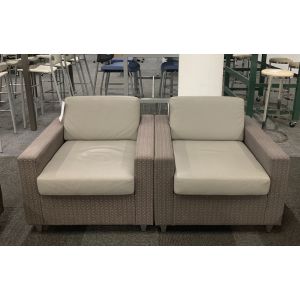 Pair of Bernhardt Lounge Chairs (Grey Dots/Zig-Zags)