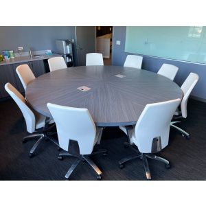 8' Round Grey Conference Table Package