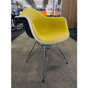 Herman Miller Upholstered Molded Plastic Armchiar (Yellow/Chrome)