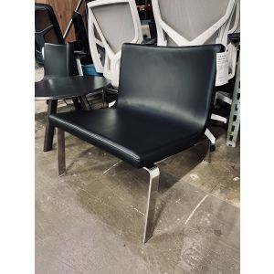 Blu Dot Stella Leather Lounge Chair (Black/Chrome)