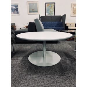 White 36" Round Occasional Table (White/Silver)