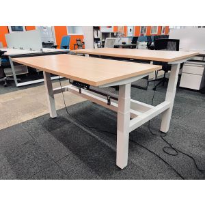 Poppin Series L Adjustable Height Double Desk - 57" x 27"