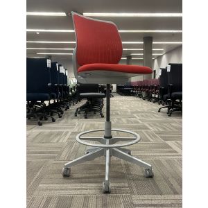 Steelcase Cobi Armless Stool (Red/Silver)