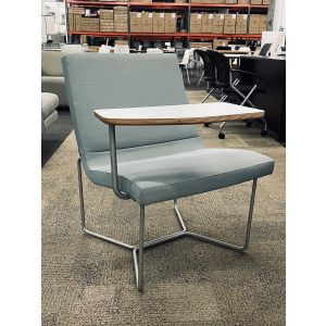 Harter Forum Lounge Chair w/ Tablet Arm - RH (Blue/Silver)