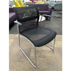 Stylex Zephyr Stack Chair w/ Arms (Black/Silver)