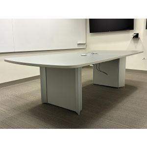 9' Teknion Audience Boat Shaped Grey Laminate Conference Table - 108" x 48"