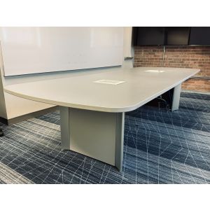 11' Teknion Audience Boat Shaped Grey Laminate Conference Table - 132" x 48"
