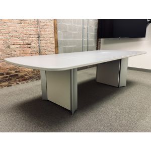 9' Teknion Audience Boat Shaped Grey Laminate Conference Table (Grey)