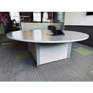 8' Round Grey Teknion Audience Conference Table 96"
