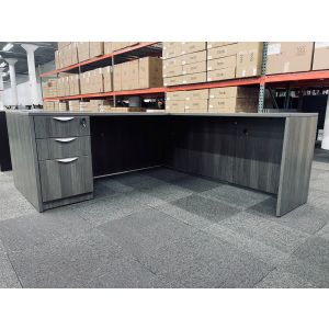 Offices To Go L-Shape Single Ped Desk (Artisan Grey)
