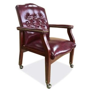 Office Source Lancaster Collection: Oxblood High Back Guest Chair with Mahogany Frame