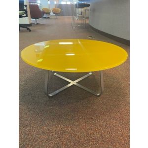Yellow Glass Top Occasional Table